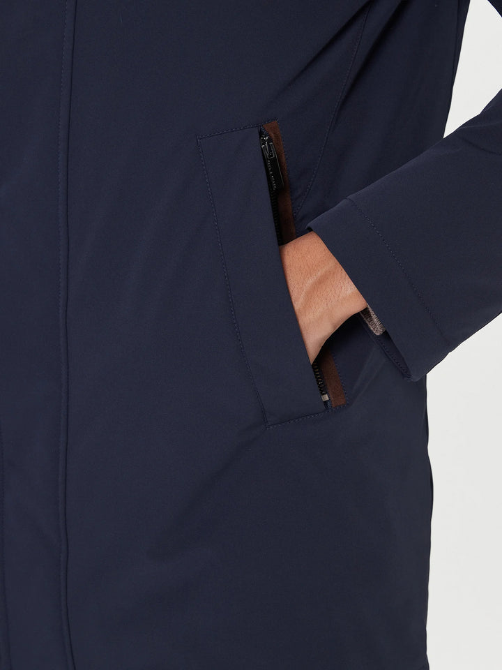 Paul &amp; Shark Typhoon RE 4X4 Stretch Carcoat with Suede Details | Navy