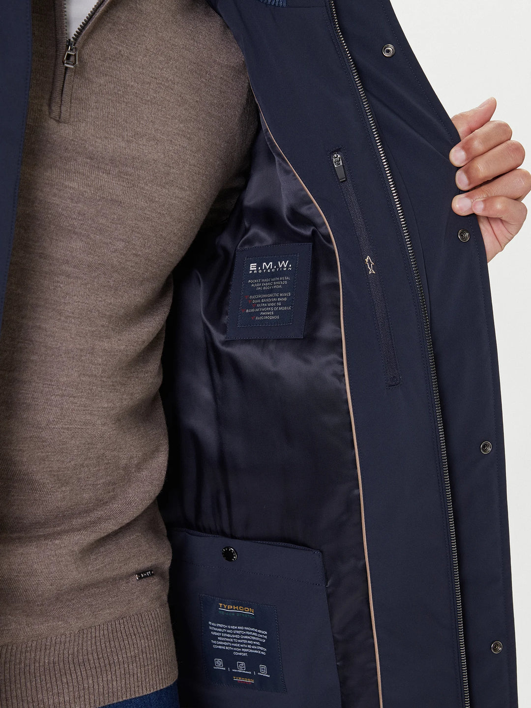 Paul &amp; Shark Typhoon RE 4X4 Stretch Carcoat with Suede Details | Navy