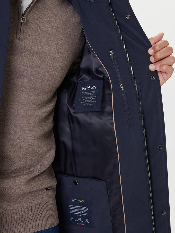 Paul &amp; Shark Typhoon RE 4X4 Stretch Carcoat with Suede Details | Navy