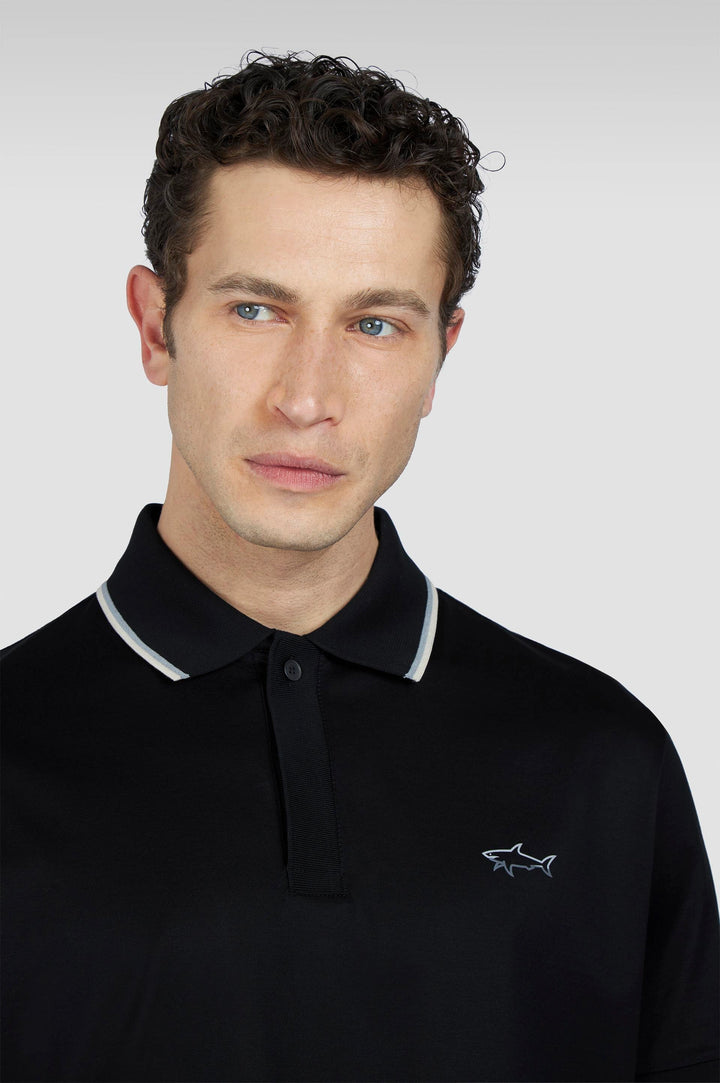 Paul & Shark Double Mercerised Jersey Cotton Polo | Black