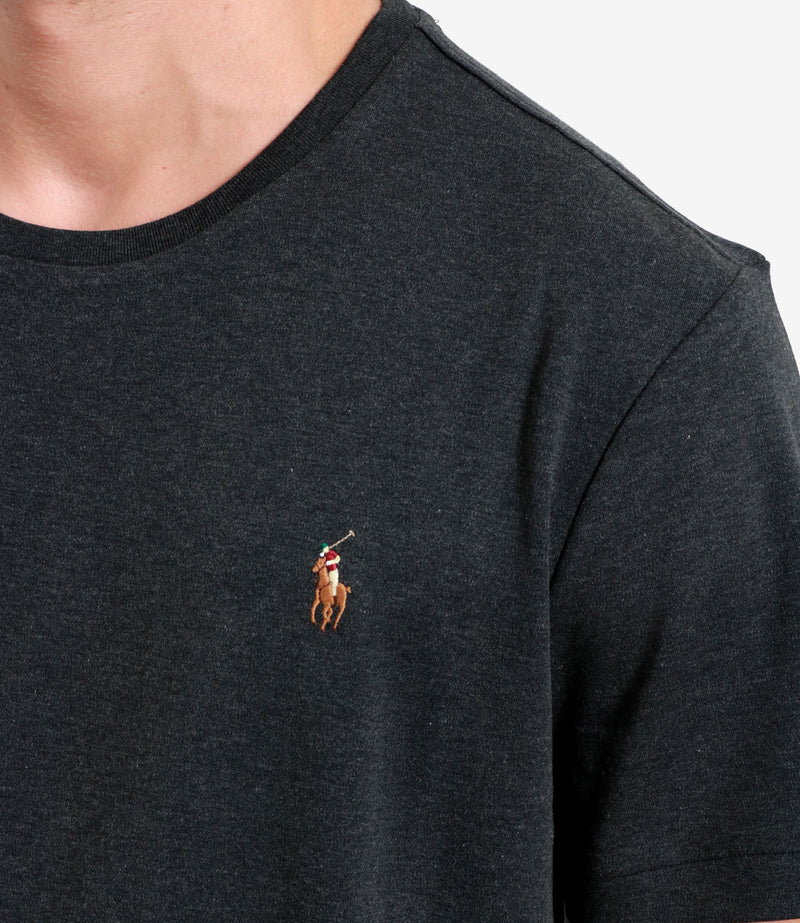 Ralph Lauren Custom Slim Fit Interlock T-Shirt από Απαλό Βαμβάκι | Ανθρακί