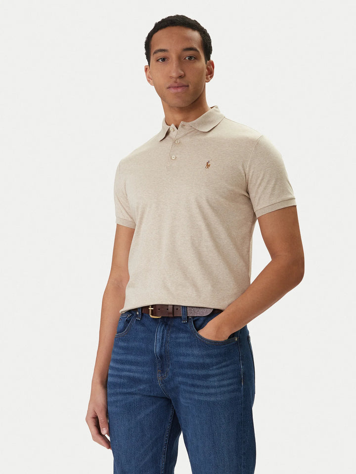 Ralph Lauren Custom Slim Fit Soft Cotton Interlock Polo Shirt | Expedition Dune