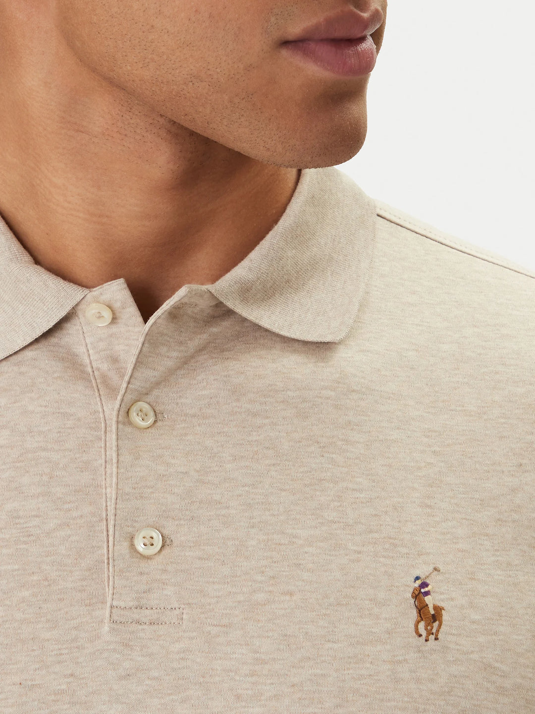 Ralph Lauren Custom Slim Fit Soft Cotton Interlock Polo Shirt | Expedition Dune