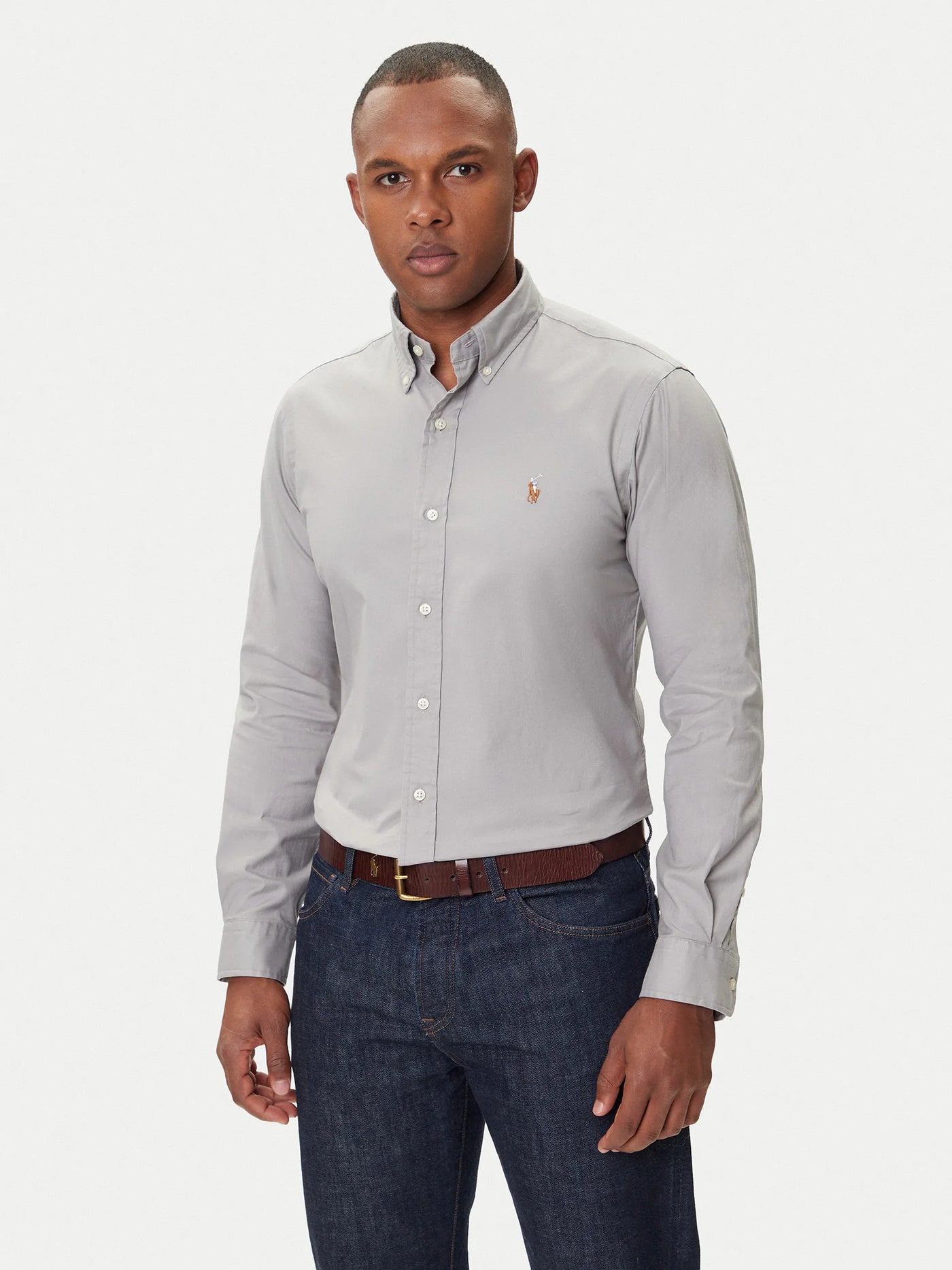 Ralph Lauren Custom Fit Stretch Oxford Shirt | Grey