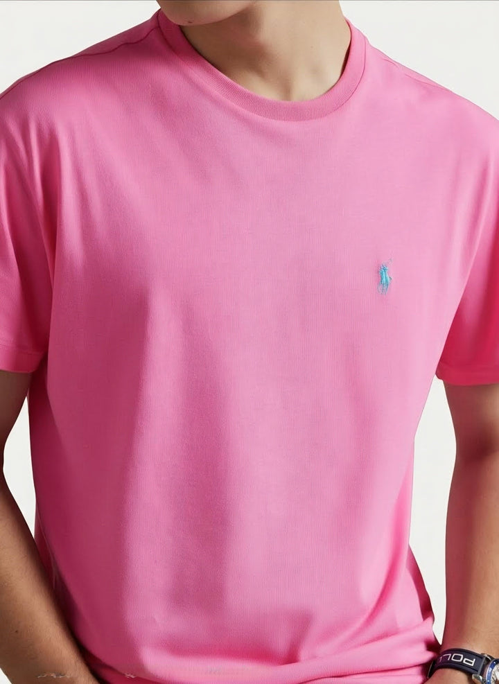 Ralph Lauren Custom Slim Fit Jersey-T-Shirt mit Rundhalsausschnitt | Baja Pink