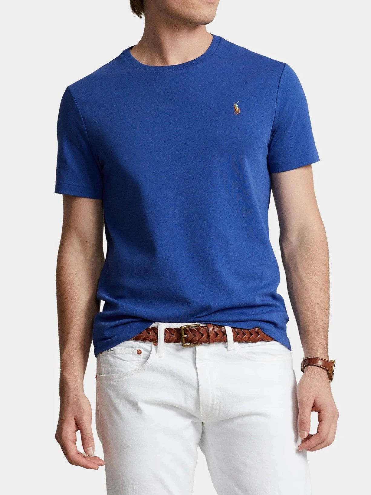 Ralph Lauren Custom Slim Fit Interlock T-Shirt από Απαλό Βαμβάκι | Ρουά