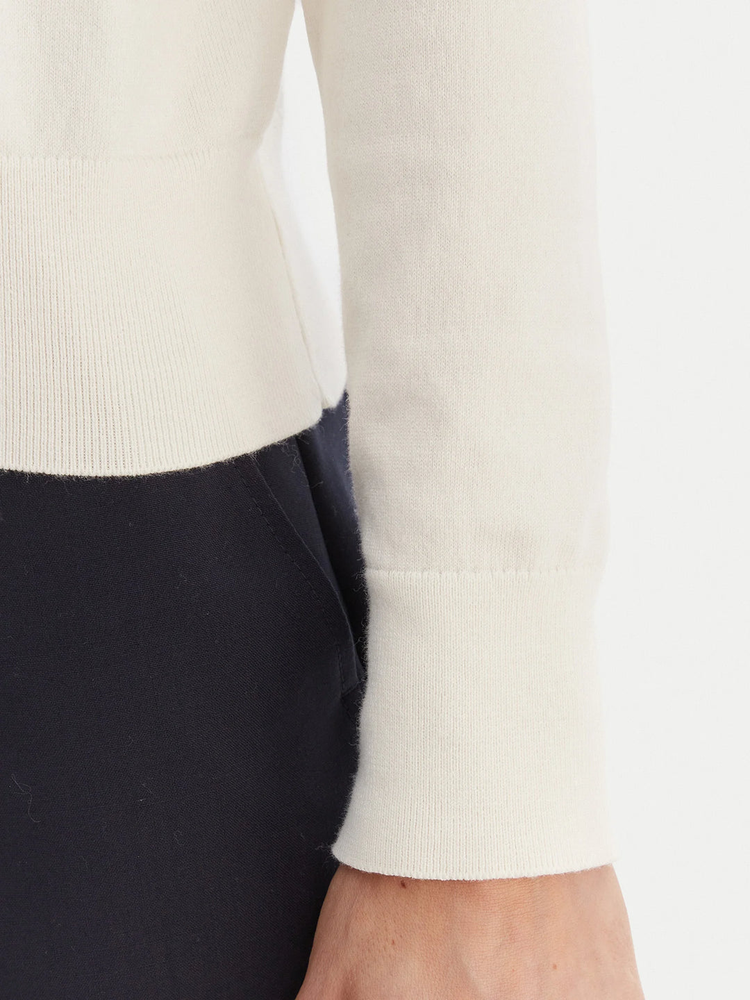 Ralph Lauren Stretch Cotton-Blend Crewneck Women's Cardigan | Cream