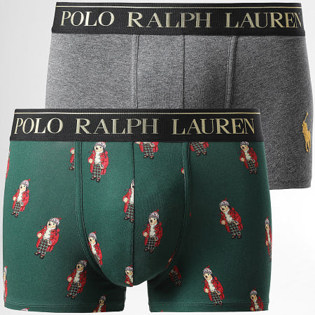 Ralph Lauren Stretch Cotton Boxer Shorts 2-Pack Gift Box | Grey/Green