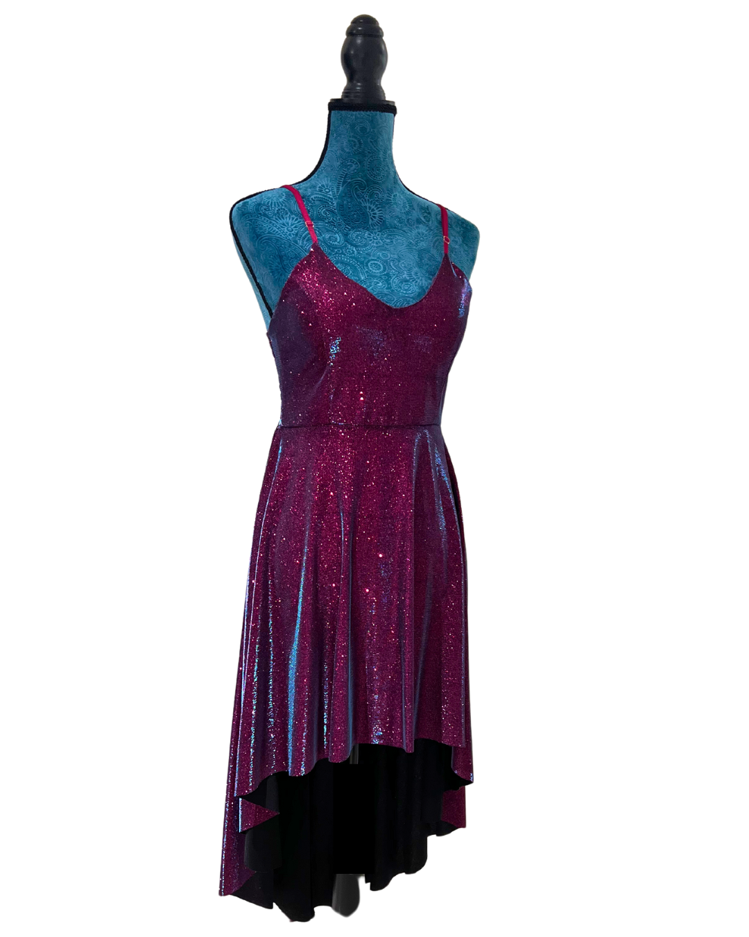 PREVANE Asymmetric Metallic Dress in Multicolour – front view