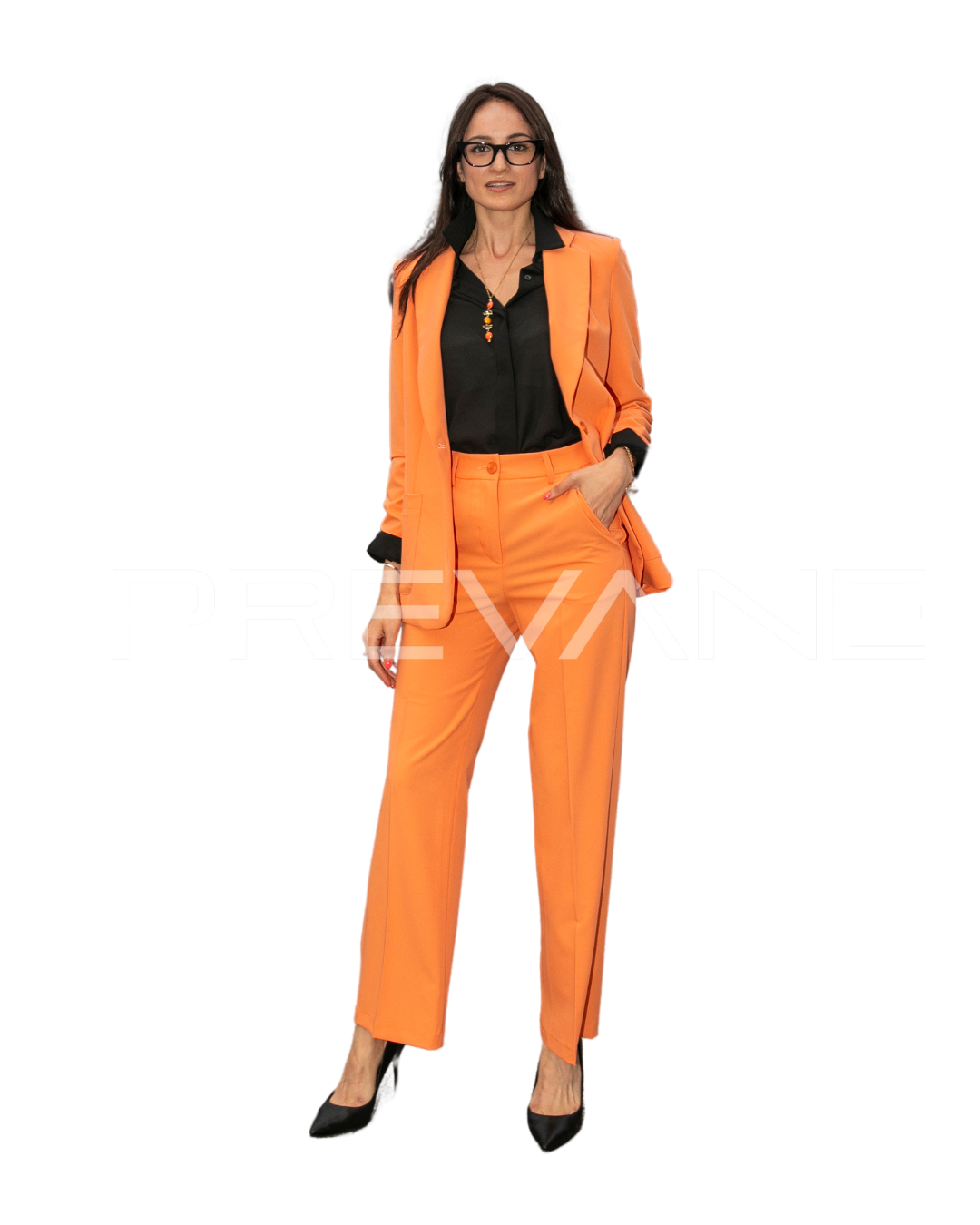 PREVANE Single-Breasted Tailored Suit Orange – additional view 3