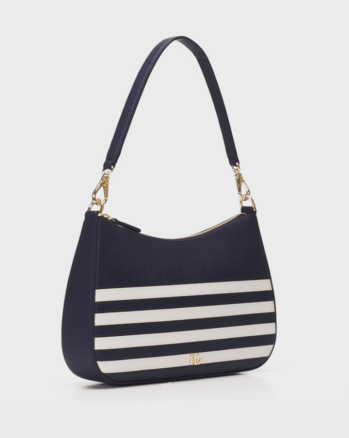 Lauren Ralph Lauren Striped Leather Medium Danni Bag | Navy/White
