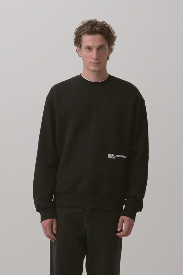 Karl Lagerfeld Relaxed Fit Monogram Logo Sweatshirt | Black