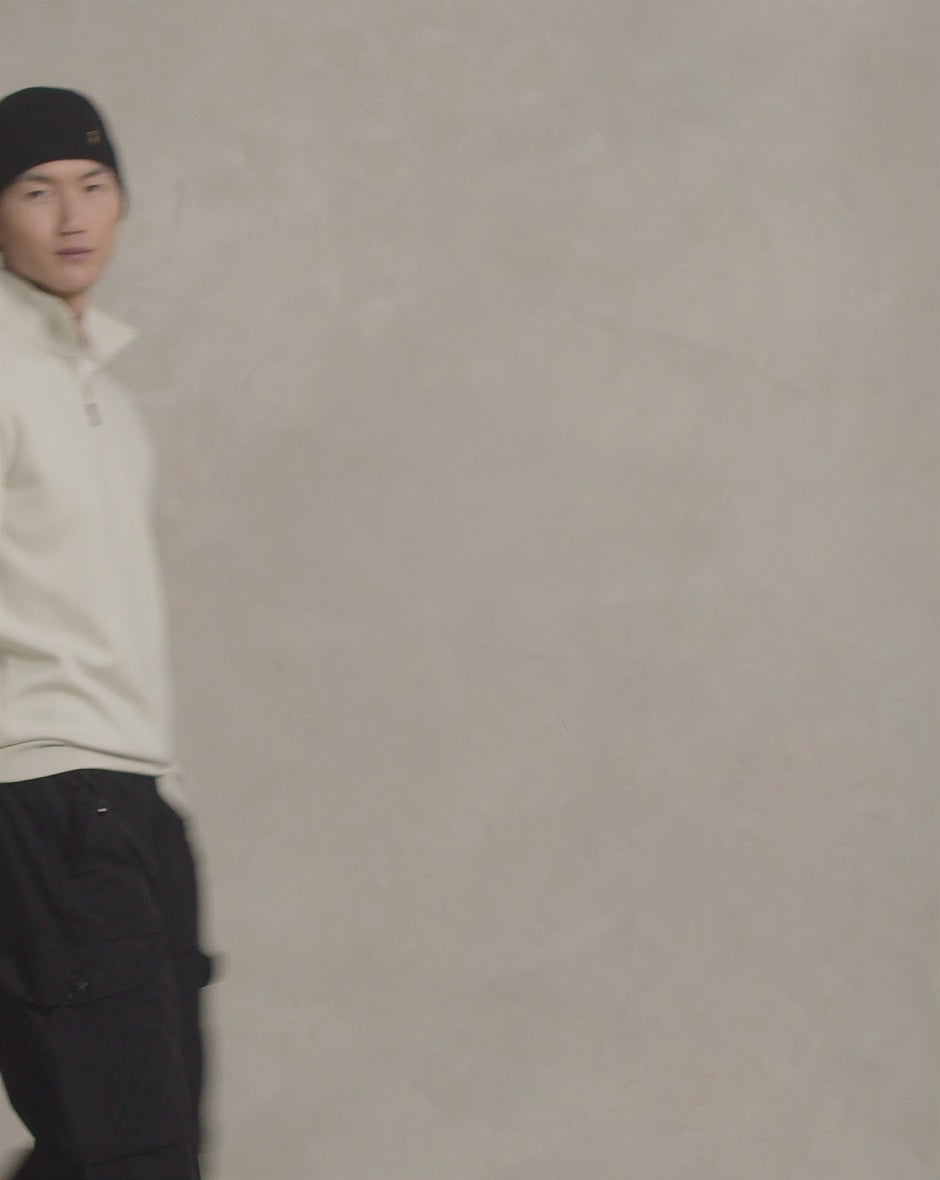 Ralph Lauren Doppelstrick-Pullover mit Viertelreißverschluss | Stone Pebble