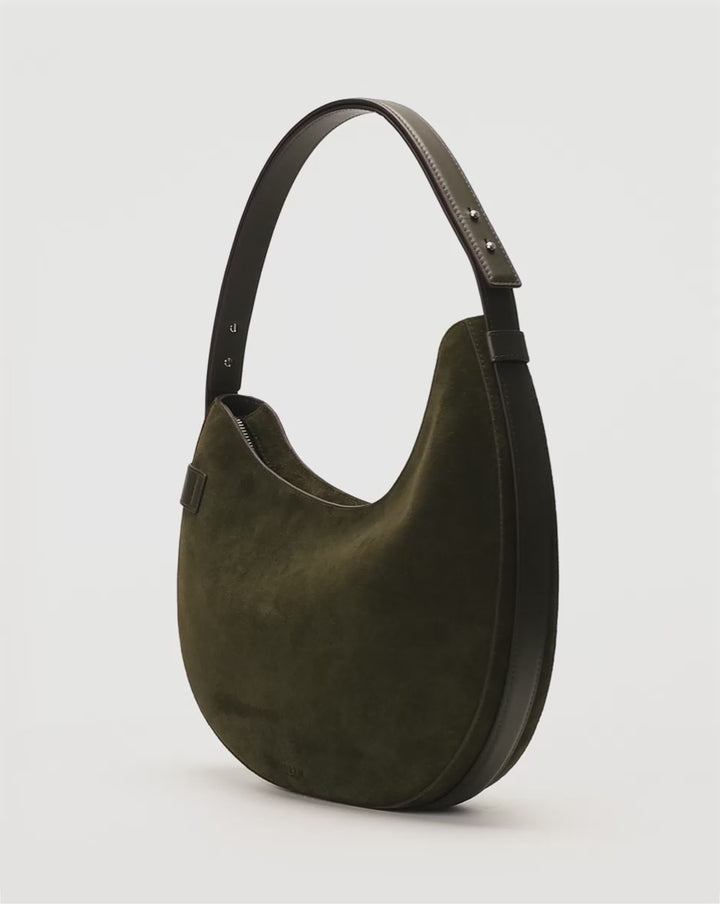 Lauren Ralph Lauren Suede Large Tasha Shoulder Bag | Dark Olive