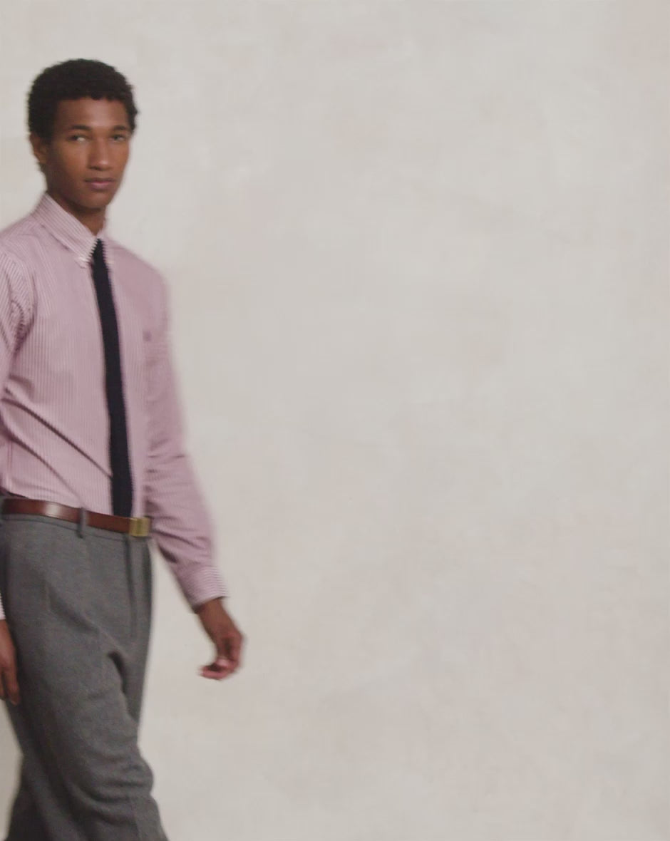 Ralph Lauren Camicia a righe in popeline stretch Custom Fit | Vino/Bianco
