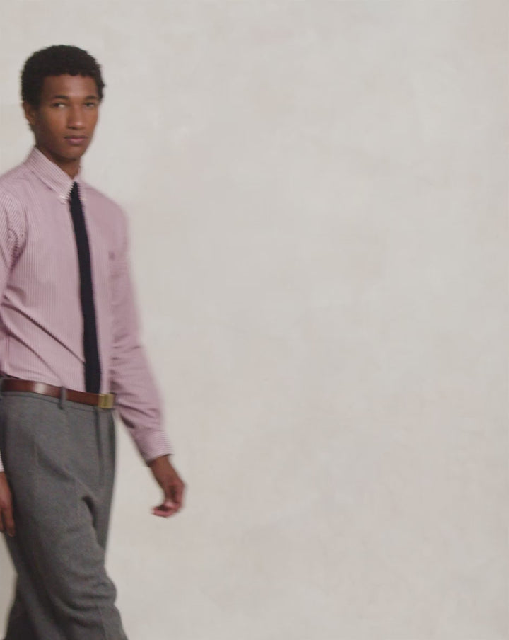 Ralph Lauren Camicia a righe in popeline stretch Custom Fit | Vino/Bianco
