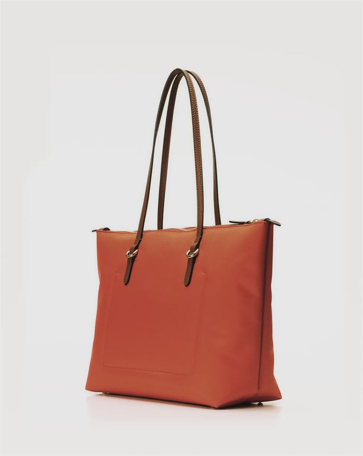 Lauren Ralph Lauren Medium Keaton Nylon Tote Bag | Orange/Tan