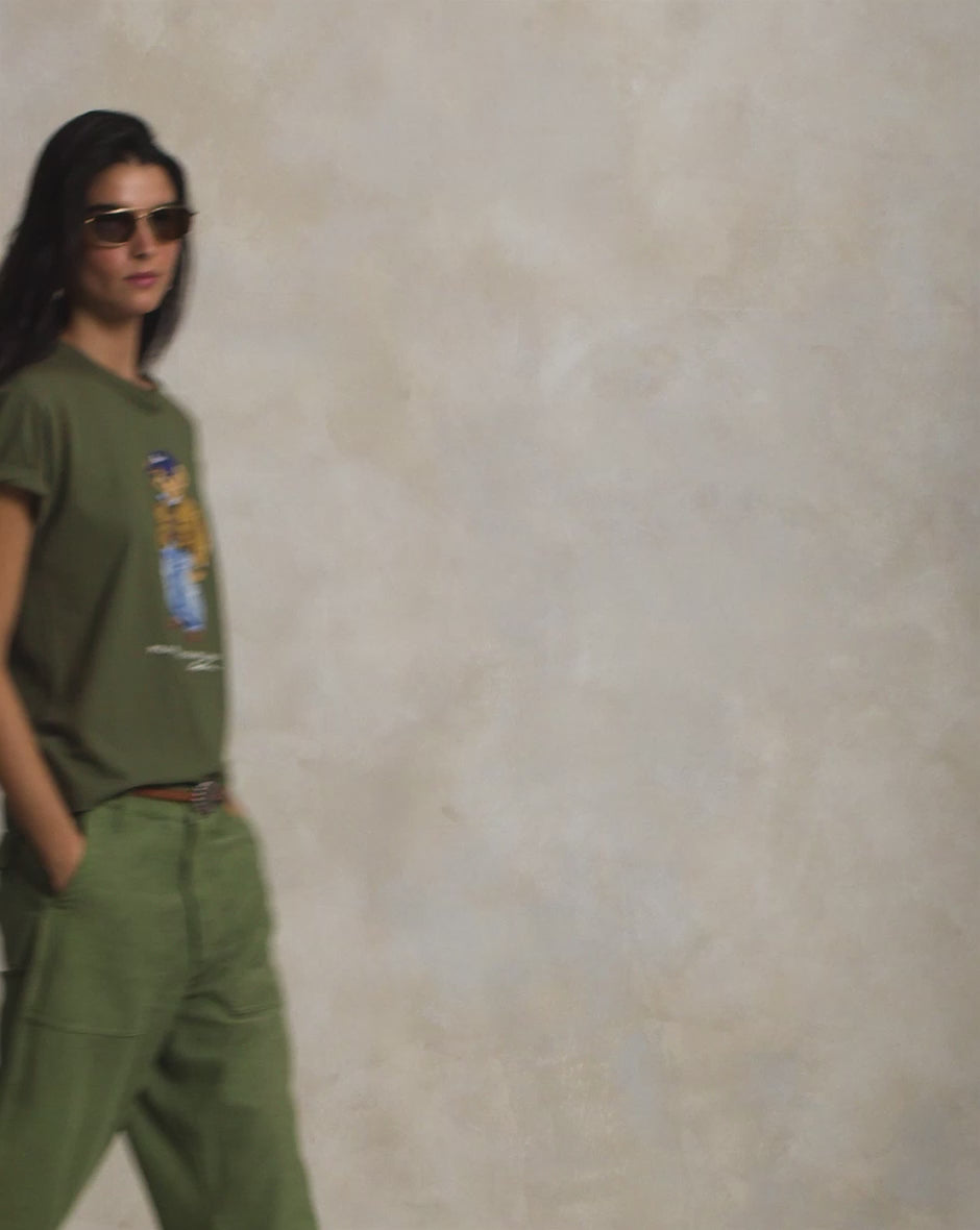 Ralph Lauren T-shirt donna Polo Bear in jersey di cotone | Verde oliva