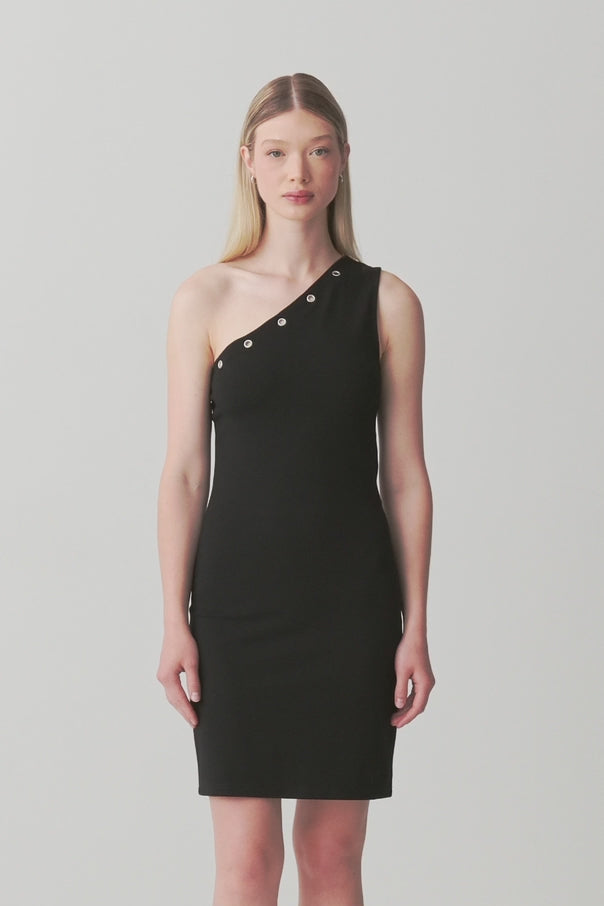 Karl Lagerfeld One-Shoulder Fitted Dress | Black