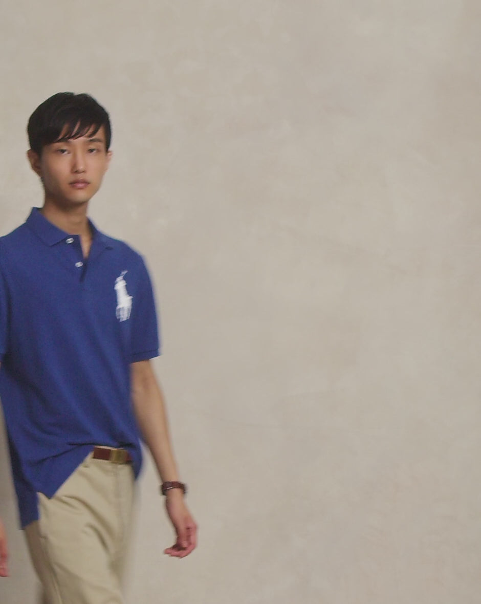 Ralph Lauren Big Pony Cotton Mesh Polo Shirt | Blue Yacht