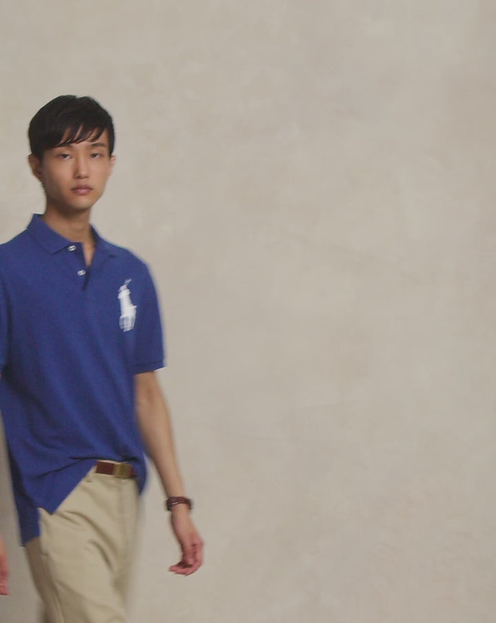 Ralph Lauren Big Pony Cotton Mesh Polo Shirt | Blue Yacht