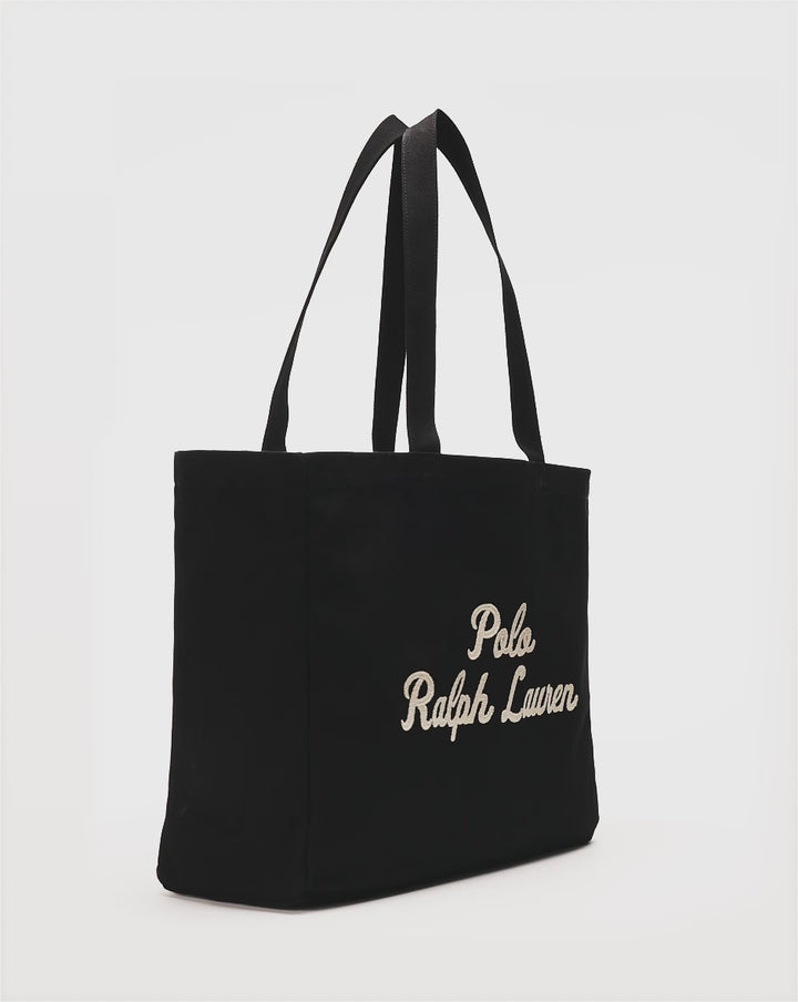 Ralph Lauren Embroidered Canvas Tote | Black