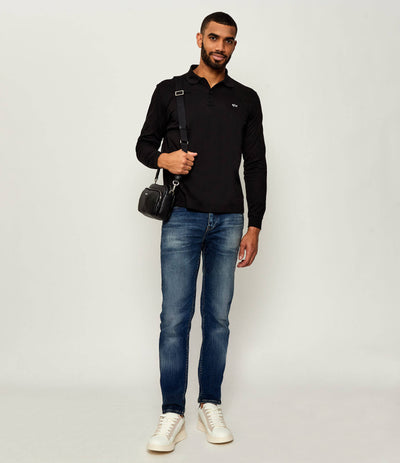 Paul & Shark Shark Badge Double Piqué Cotton Polo | Black