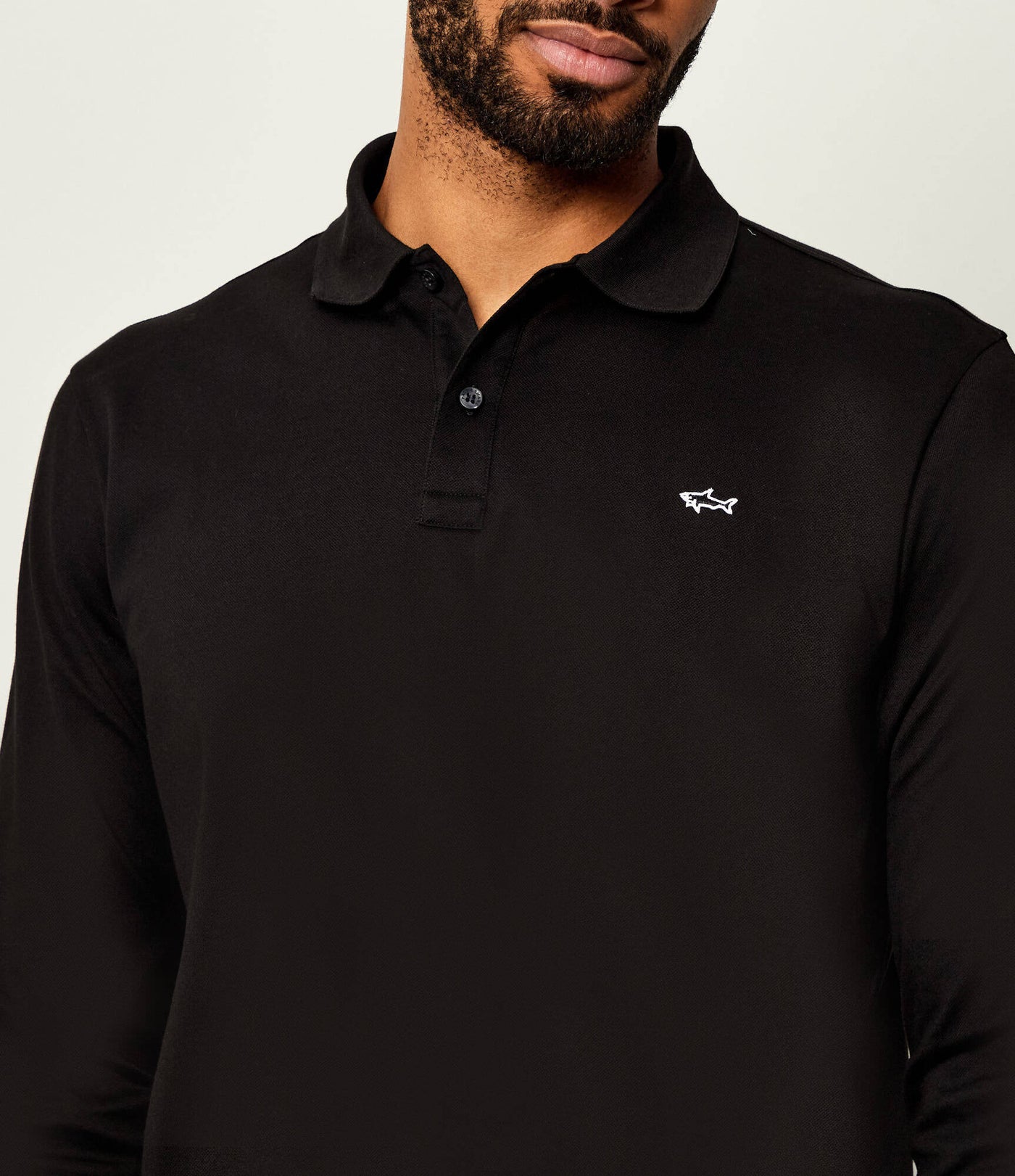 Paul & Shark Shark Badge Double Piqué Cotton Polo | Black