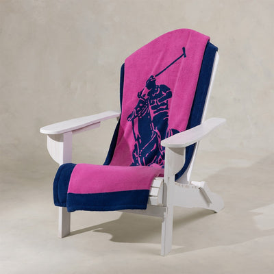 Ralph Lauren Polo Jacquard Beach Towel 100x170cm | Pink/Navy