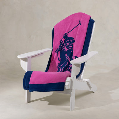 Ralph Lauren Polo Jacquard Beach Towel | Pink/Navy