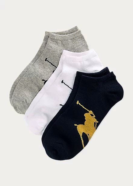 Ralph Lauren Big Pony Ανδρικές Κάλτσες σε Πακέτο των 3 | Μαύρο/Γκρι/Λευκό