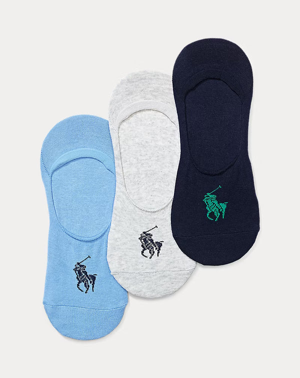 Ralph Lauren Big Pony No-Show-Liner 3-Pack | Blue/Grey/Sky