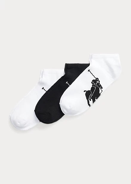 Ralph Lauren Big Pony Ανδρικές Κάλτσες σε Πακέτο των 3 | Λευκό /Μαύρο