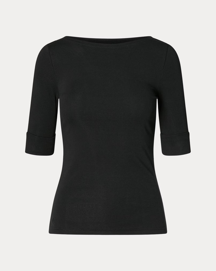 Lauren Ralph Lauren Stretch Cotton Boatneck Tee | Black