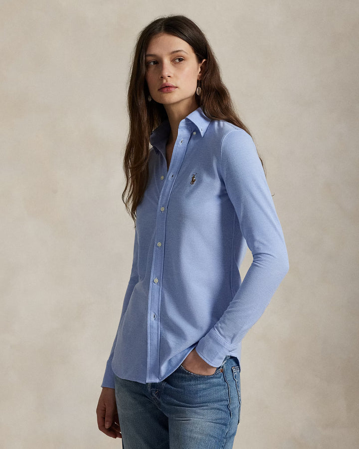 Ralph Lauren Slim Fit Knit Cotton Oxford Shirt | Harbor Blue