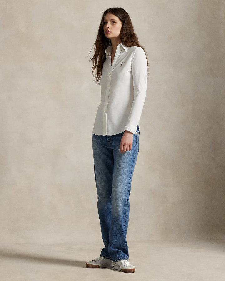 Ralph Lauren Slim Fit Knit Cotton Oxford Women's Shirt | White