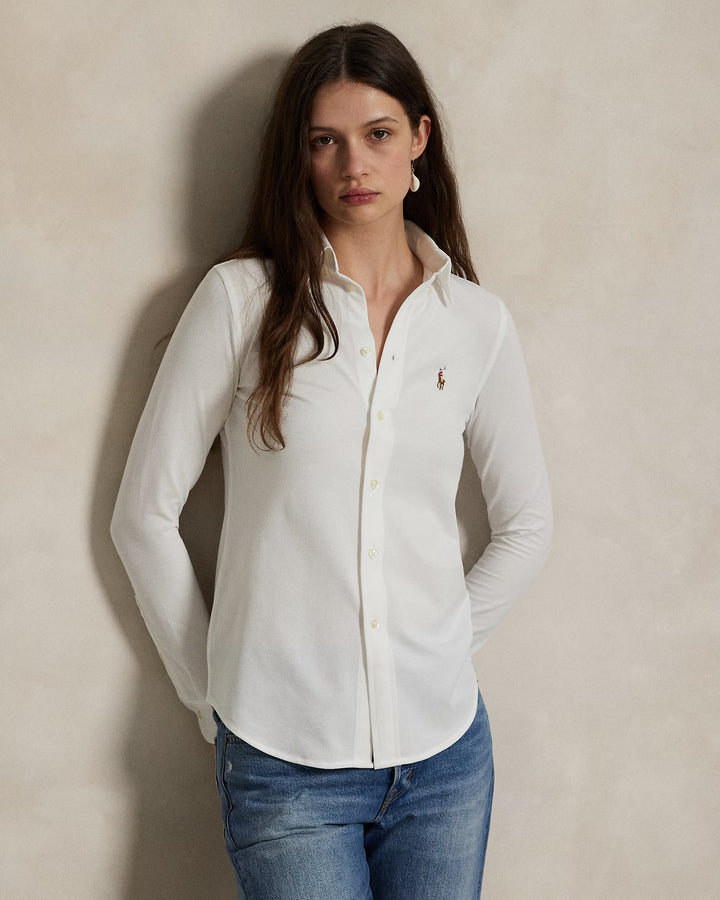 Ralph Lauren Slim Fit Knit Cotton Oxford Women's Shirt | White