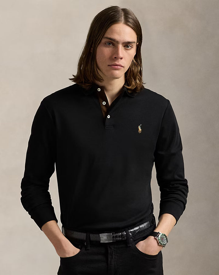 Ralph Lauren Custom Slim Fit Soft Cotton Polo Shirt | Black