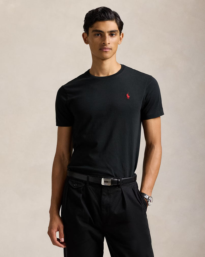 Camiseta de punto con cuello redondo y corte entallado de Ralph Lauren | Negro