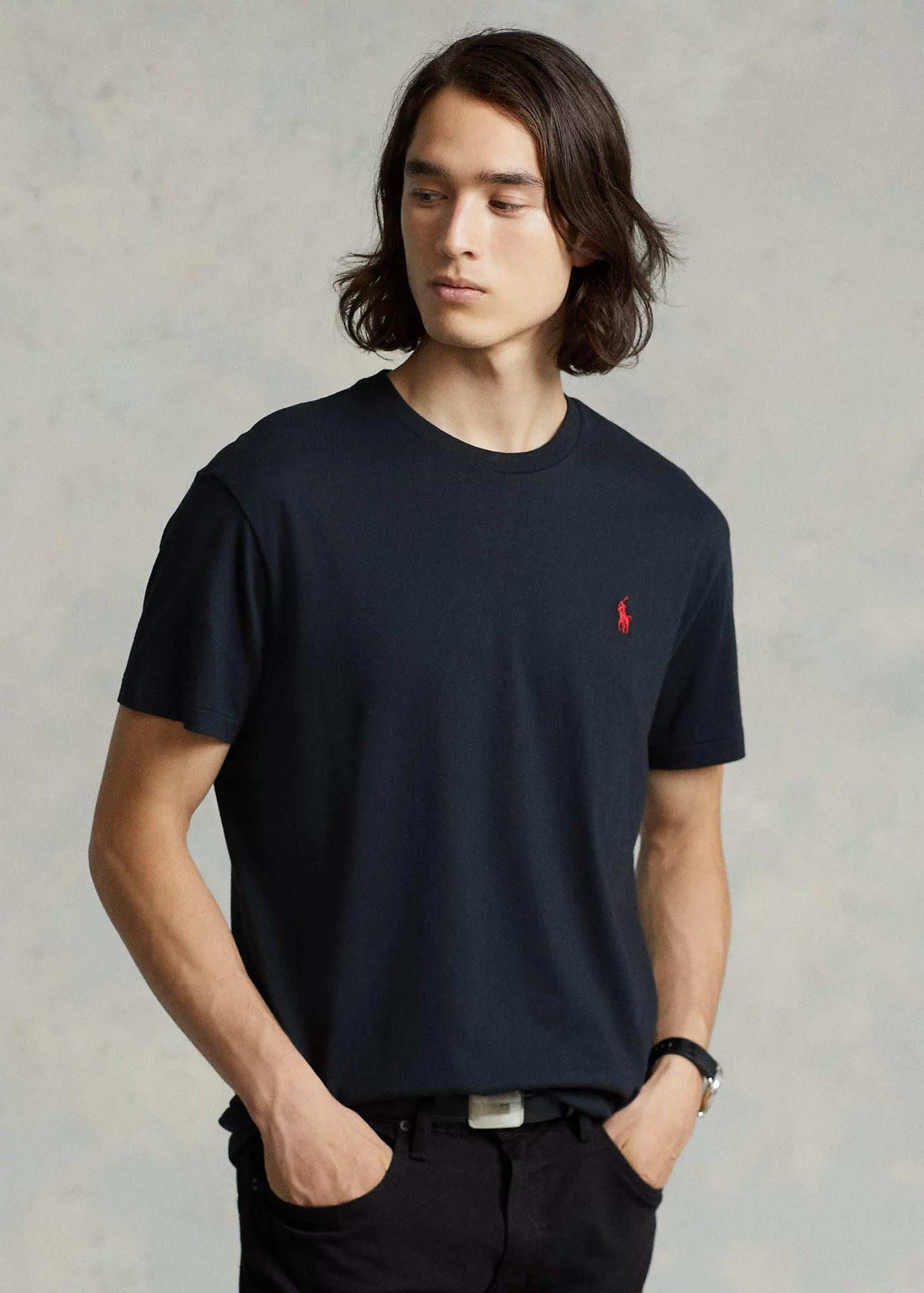 Ralph Lauren Custom Slim Fit T-Shirt Λαιμόκοψη | Μαύρο