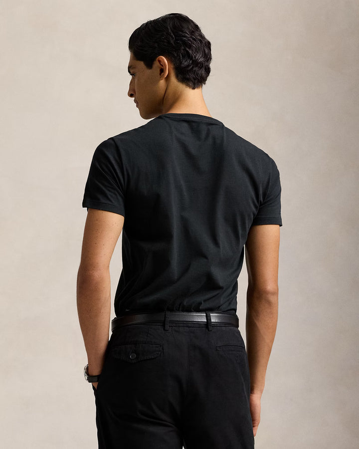 Camiseta de punto con cuello redondo y corte entallado de Ralph Lauren | Negro