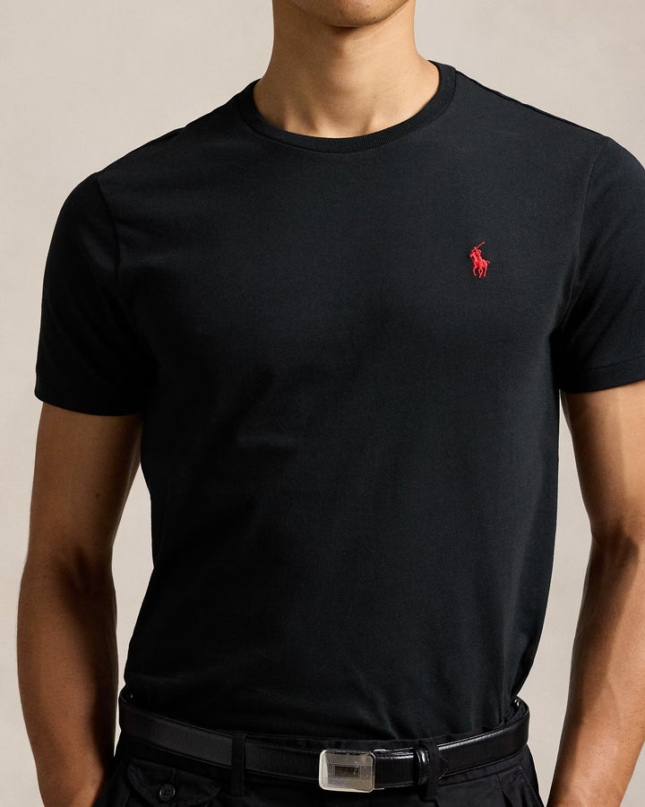 Camiseta de punto con cuello redondo y corte entallado de Ralph Lauren | Negro