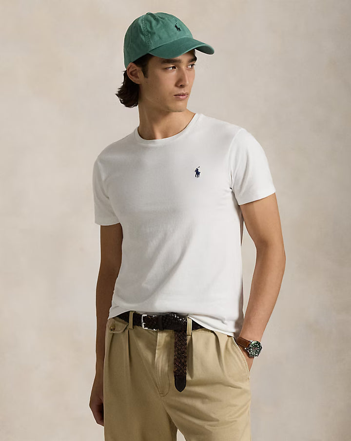 Camiseta de punto con cuello redondo y corte entallado de Ralph Lauren | Blanca