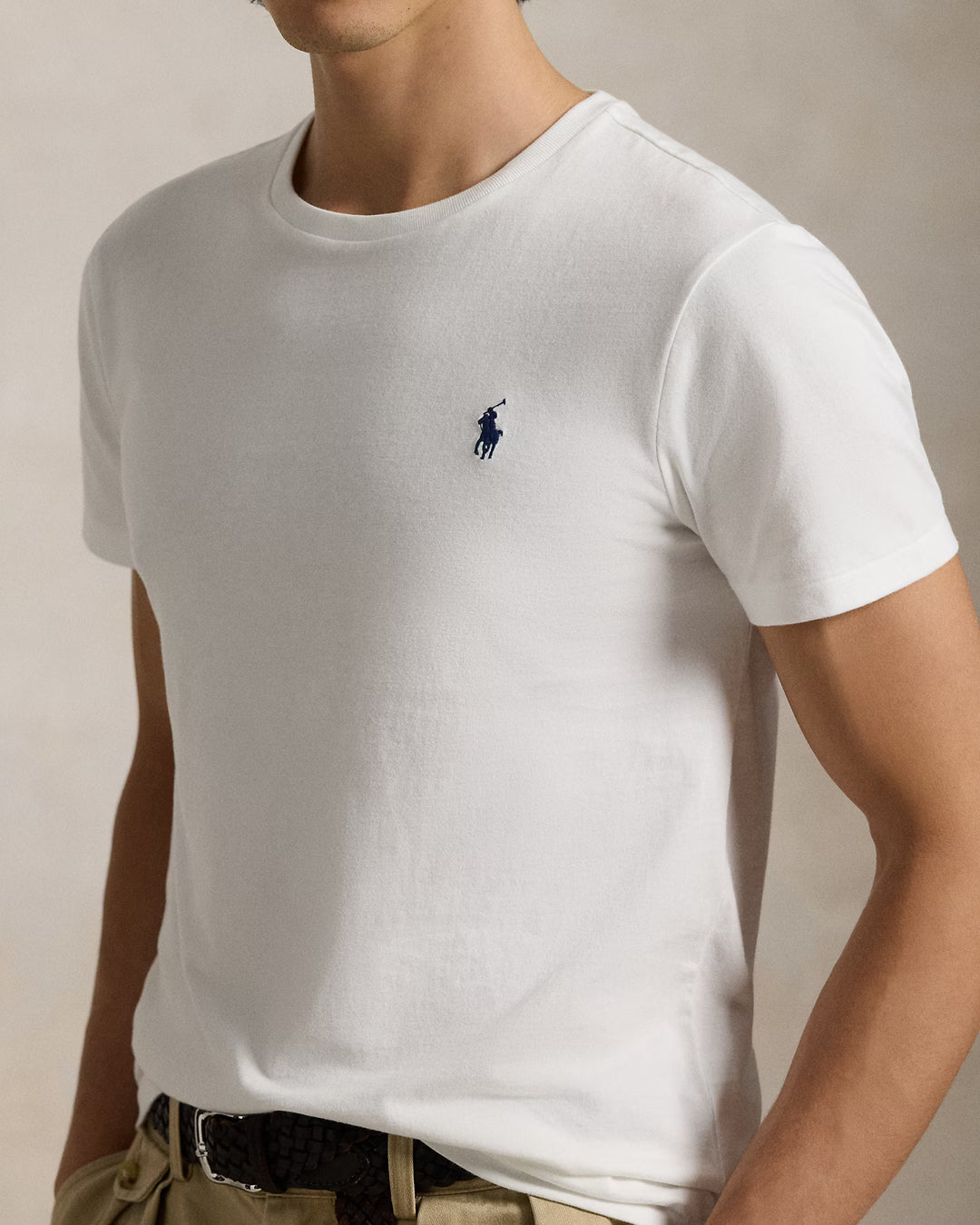 Camiseta de punto con cuello redondo y corte entallado de Ralph Lauren | Blanca
