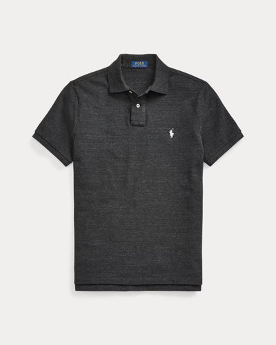 Ralph Lauren Custom Slim Fit Mesh Polo Shirt | Black Marl