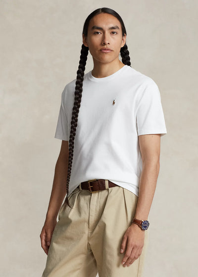 Ralph Lauren Custom Slim Fit Interlock T-Shirt από Απαλό Βαμβάκι | Λευκό