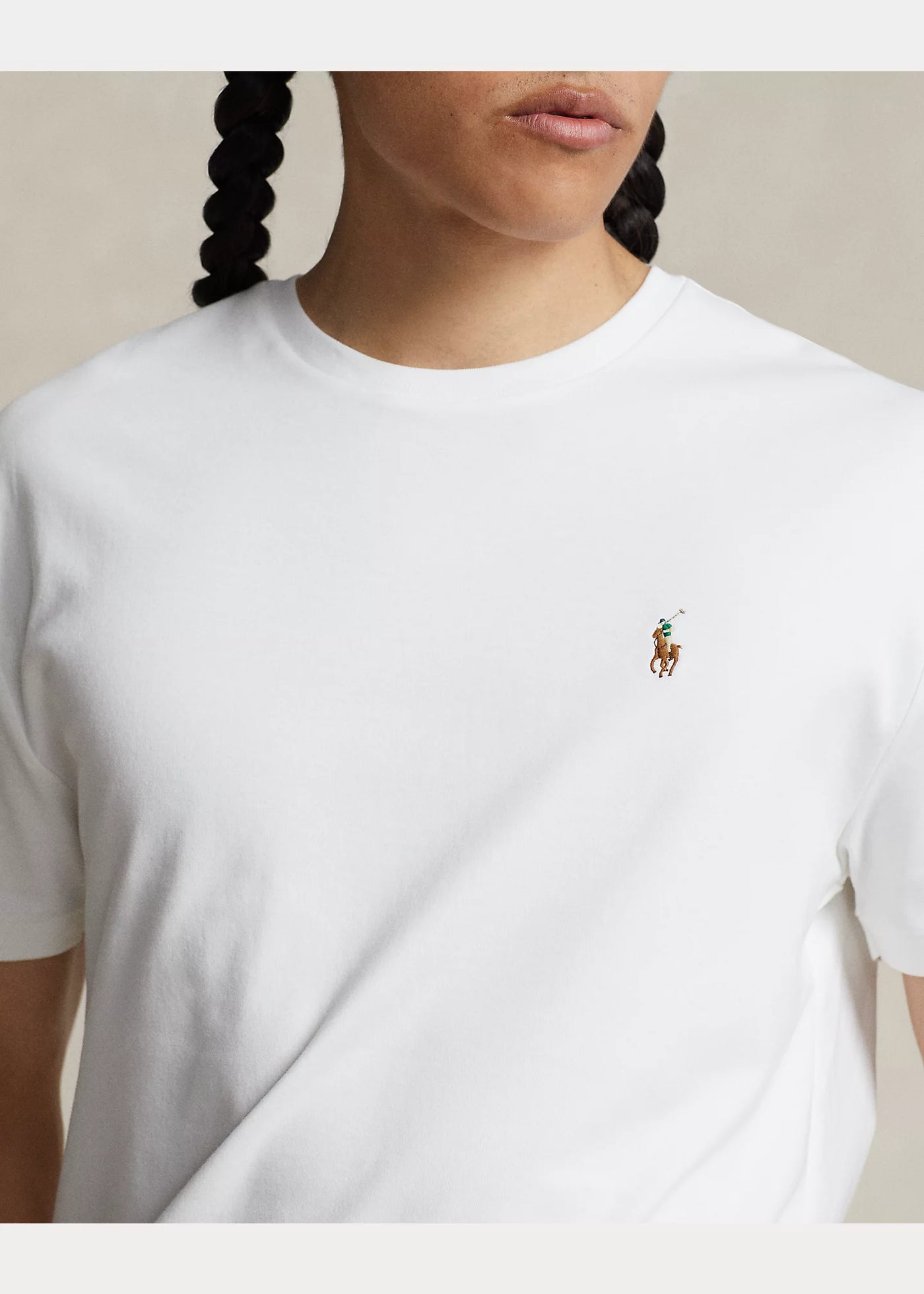 Ralph Lauren Custom Slim Fit Interlock T-Shirt από Απαλό Βαμβάκι | Λευκό