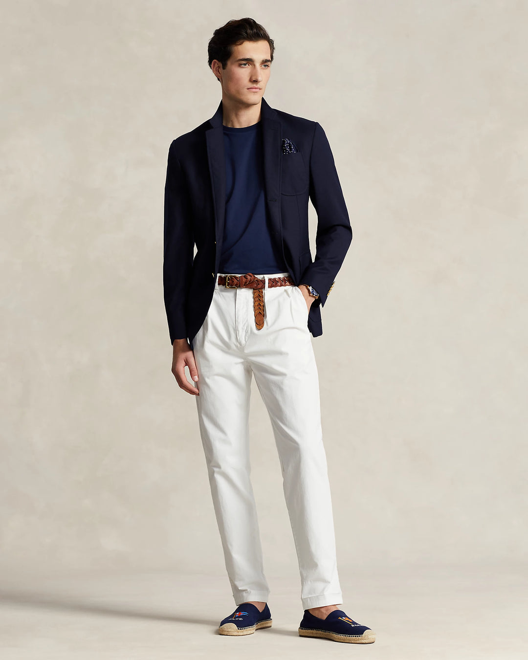 Ralph Lauren Custom Slim Fit Interlock T-Shirt από Απαλό Βαμβάκι | Refined Navy