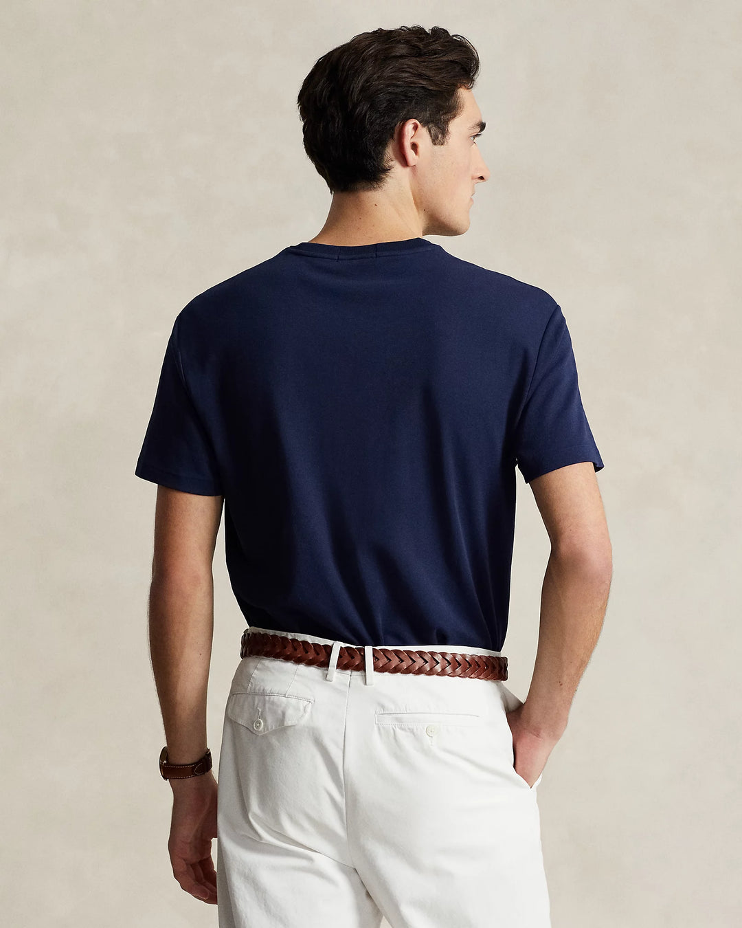 Ralph Lauren Custom Slim Fit Interlock T-Shirt από Απαλό Βαμβάκι | Refined Navy