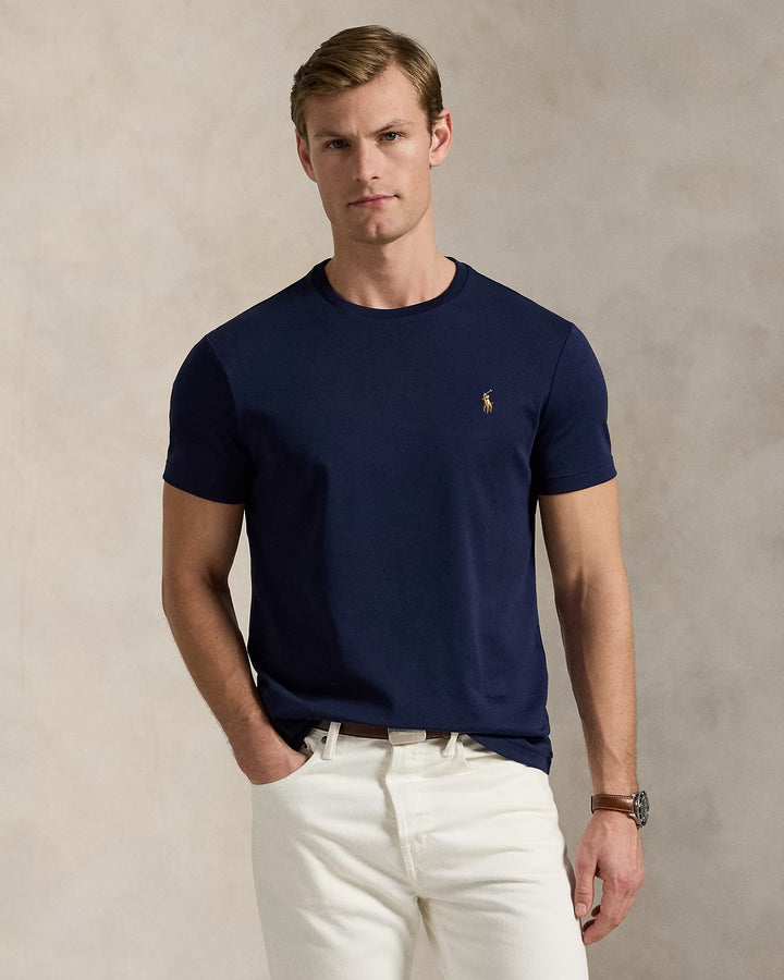 Ralph Lauren 定制修身款柔软棉质双面针织T恤 | 精致海军蓝